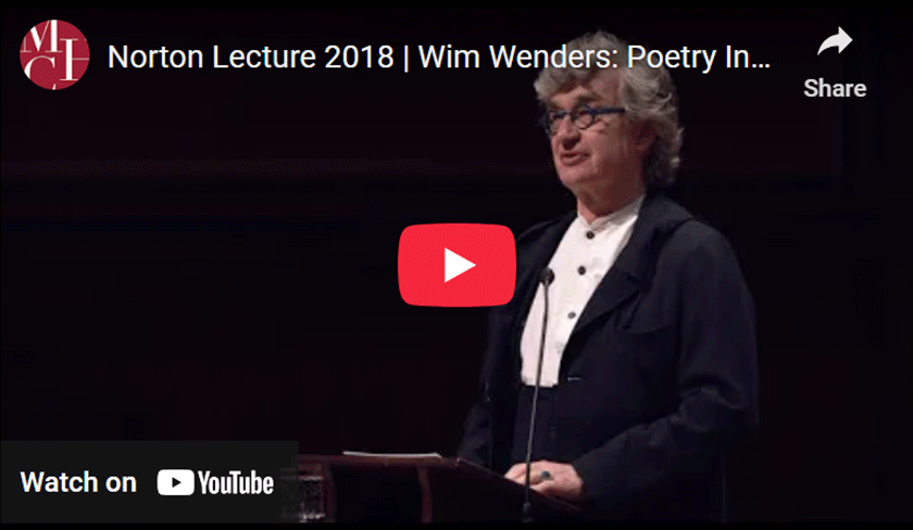 Norton Lectures with Wim Wenders YouTube Thumbnail